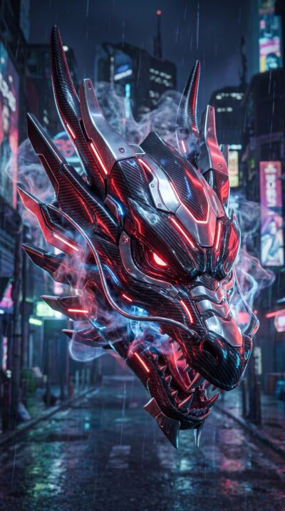 Neon Dragon Mask Wallpaper